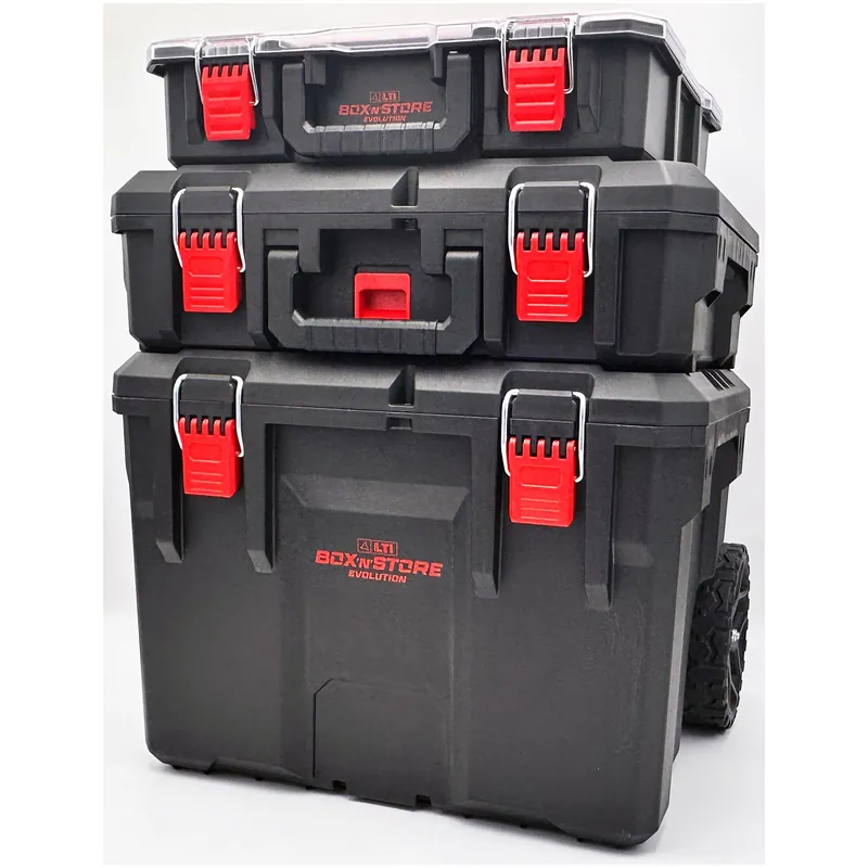 Trolley Portautensili Modulare con Ruote LTI TOOLS by KRINO con 3 Valigette 50 – 20 – 10 Litri Manico Telescopico Protezione IP65 modello BOX N’STORE EVOLUTION Promo Stagionale