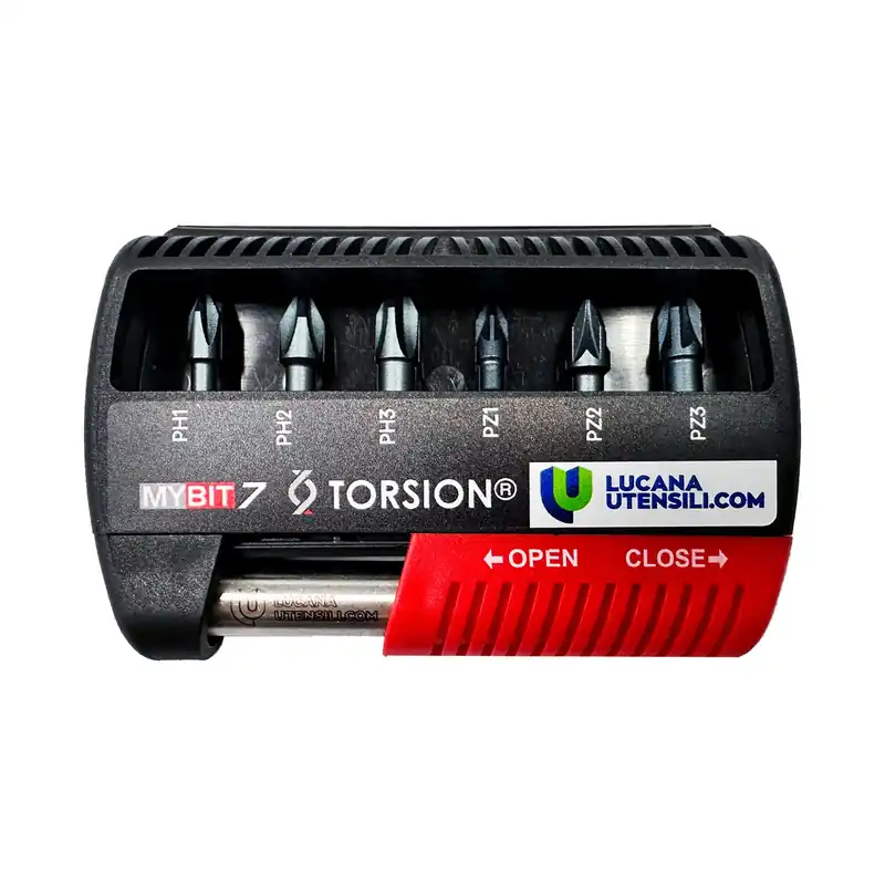 Assortimento 7 Inserti PH e PZ per Avvitatura LTI TOOLS Tipo TORSION® con Prolunga Portainserti Magnetica modello MYBIT7 codice 66002300P Consegna Rapida