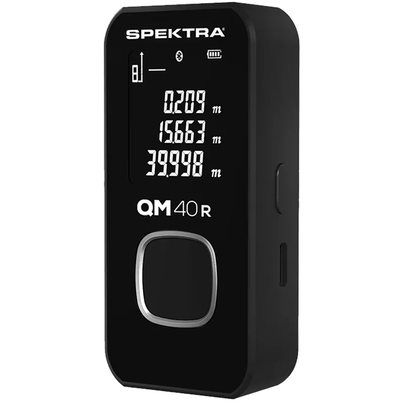 Reso Gratuito Misuratore Metro Laser Portatile a Batteria Integrata SPEKTRA Distanziometro Professionale Portata 40 metri Precisione ±2 mm/m Peso 65g modello QM40R