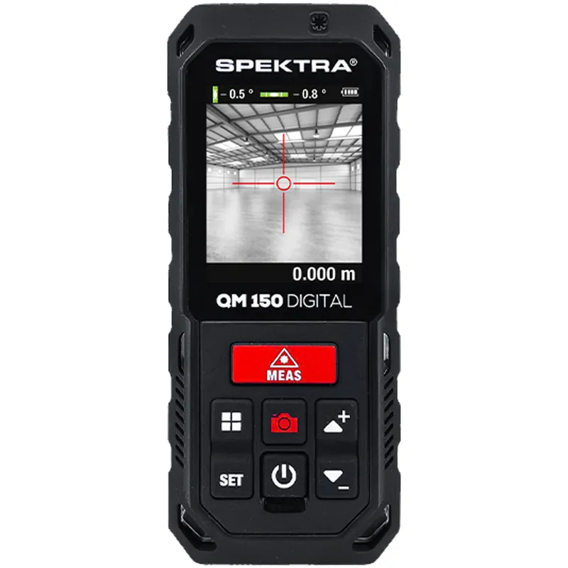 Compra Oggi Stesso Misuratore Metro Laser Portatile a Batteria SPEKTRA Distanziometro Professionale Portata 150 metri Display LCD a Colori Connettività Bluetooth modello QM150 DIGITAL