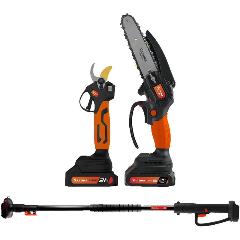 Prezzo Scontato Kit Potatura a Batteria ALTUNA con Cesoia AF28 e Elettrotosega AF150 con Asta Telescopica AFPER 108-163cm per Potatura Frutteti Giardini modello AFKIT