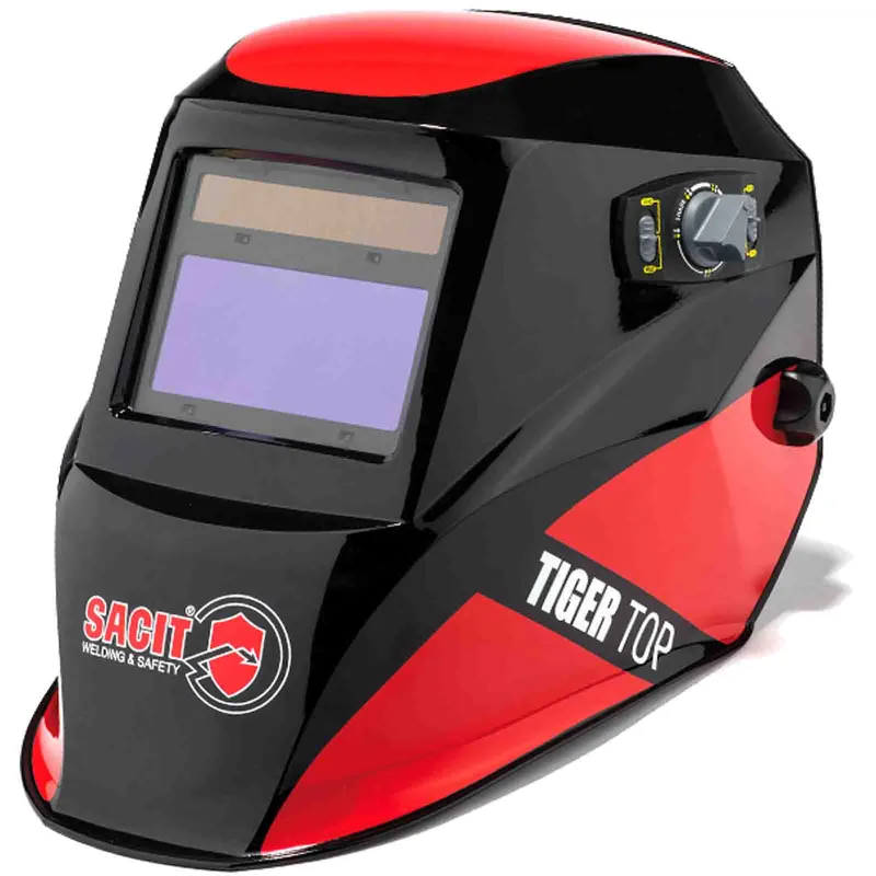 Maschera per Saldatura Automatica SACIT Autoscurante DIN 4-9 e 9-13 Casco Schermo LCD Professionale 4 Sensori TIGER TOP Subito Disponibile