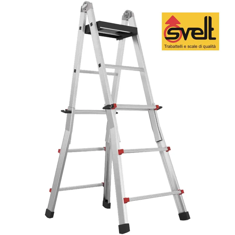 Economico Scala in Alluminio Telescopica SVELT Trasformabile Rinforzata Pieghevole SCALISSIMA