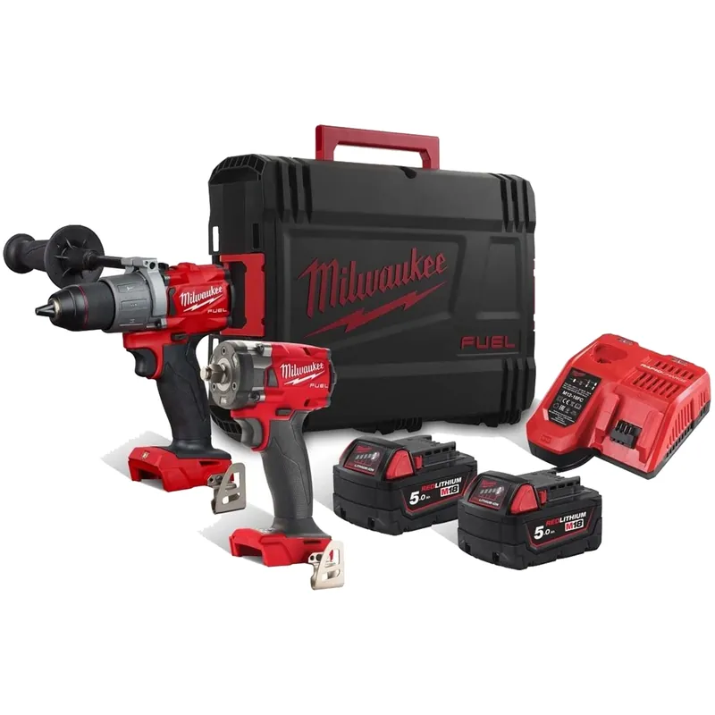 Prezzo Di Fabbrica Trapano Avvitatore con Percussione + Avvitatore ad impulsi a Batteria 18V MILWAUKEE Kit M18 FPP2T2-502X