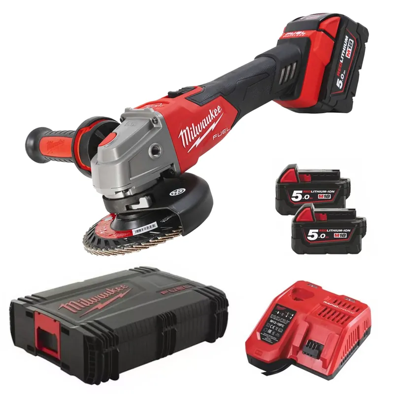 Professionale Smerigliatrice Angolare a Batteria 18V MILWAUKEE Disco 115-125mm Kit Valigetta M18 FSAG125XB-502X