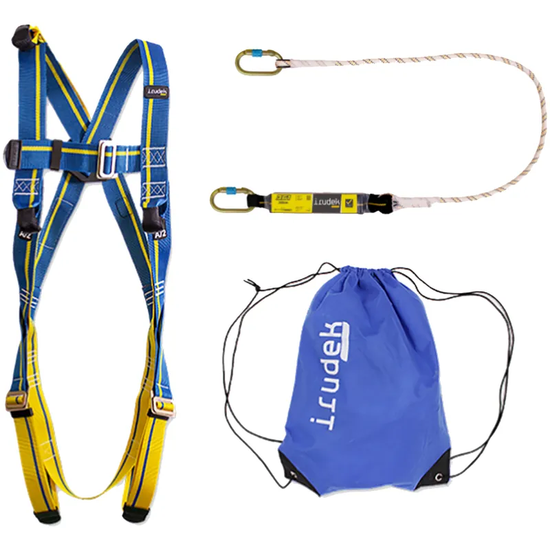 Popolare Kit di Sicurezza Anticaduta Completo IRUDEK Set per Lavoro in Quota con Imbracatura Assorbitore Moschettoni modello KIT APENINOS