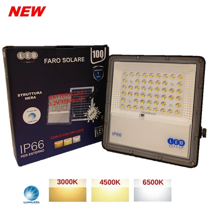 Saldi Faro LED da Esterno Ricaricabile a Batteria LED ITALIA Struttura in Alluminio, Ricarica con Pannello Solare LIFE ST