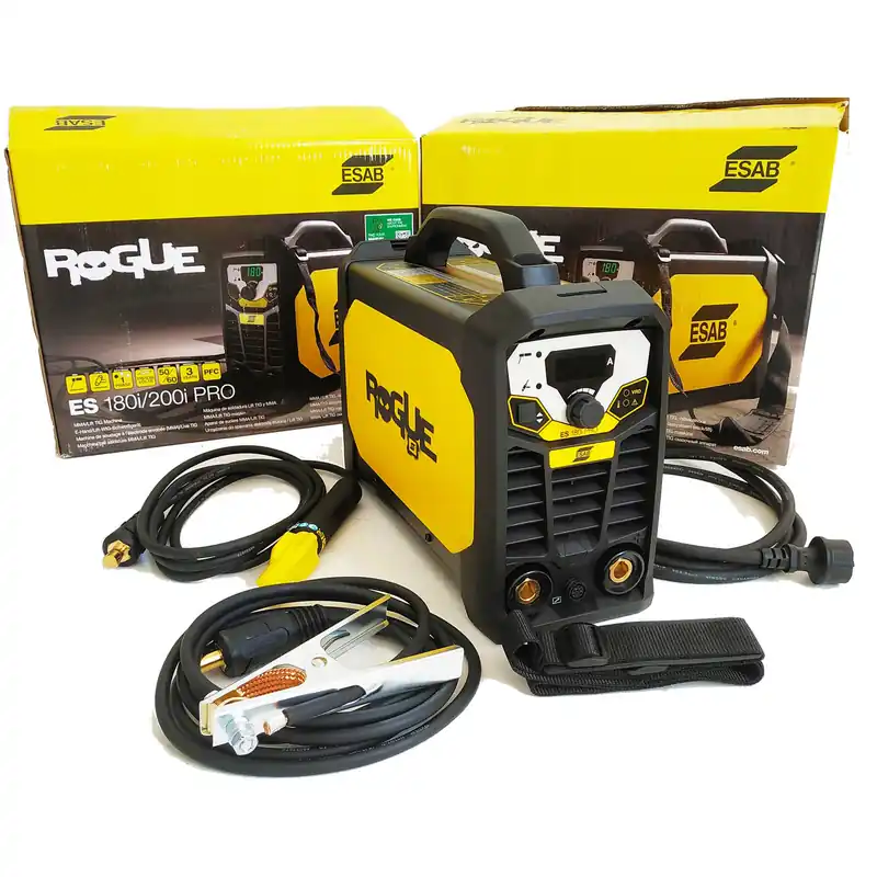 Sconto Saldatrice Inverter ad Elettrodo 180A ESAB con Kit Cavi e Pinze Monofase 230V Protezione IP23S modello ROGUE ES 180i PRO