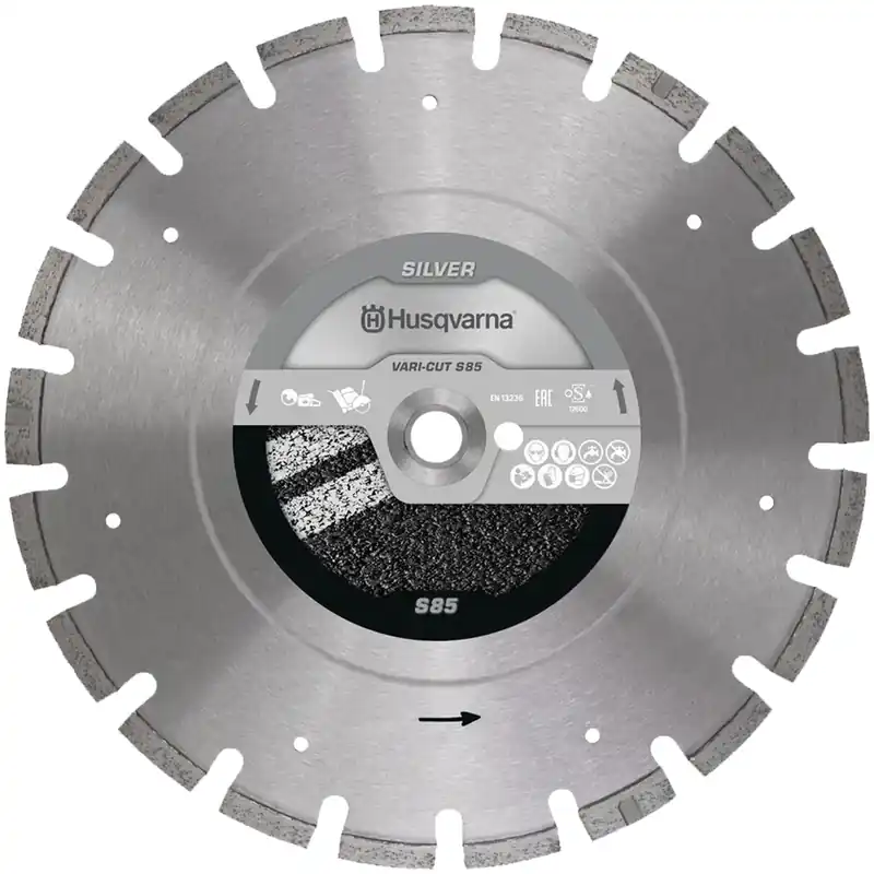 Disco Diamantato 450 500mm HUSQVARNA Tagliasuolo per Asfalto VARI-CUT S85 Silver Promozione
