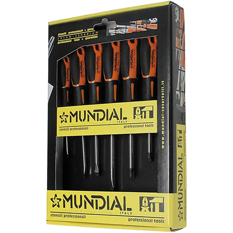 Serie 7 Giraviti Cacciaviti MUNDIAL a Taglio e Croce PH Set Kit in Acciaio Cr-Mo Punta Nera 0064.010 Bestseller