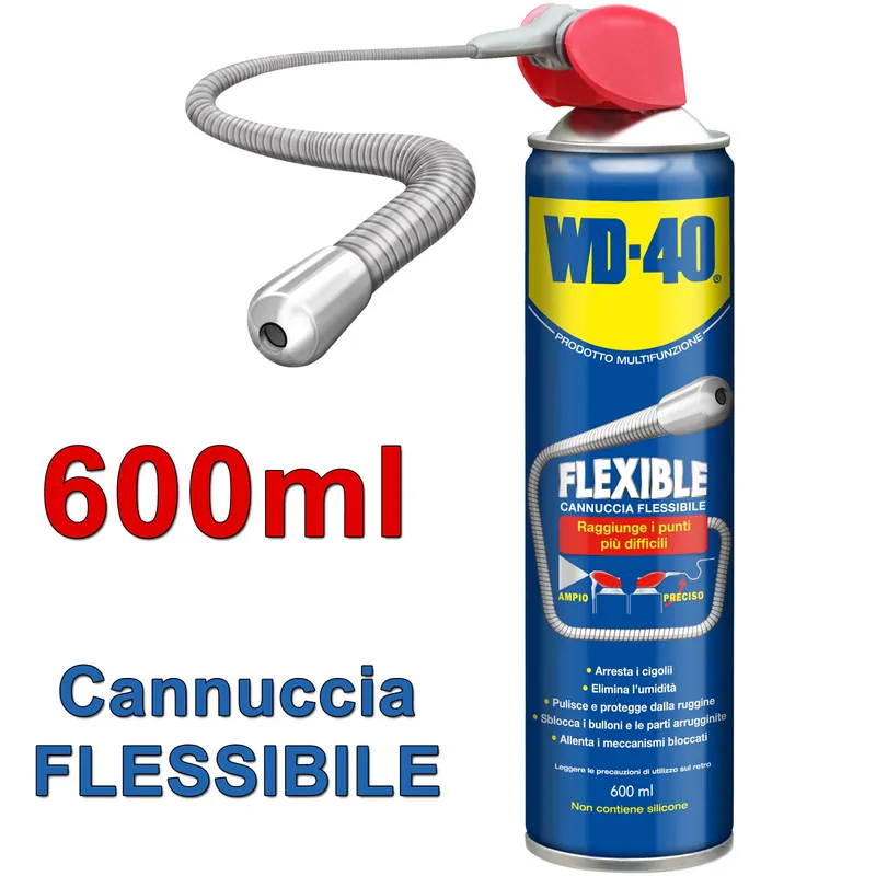 Lubrificante Multiuso Multifunzione in Bomboletta da 600ml con Cannuccia Flessibile articolo WD-40 FLEXIBLE Compra Online