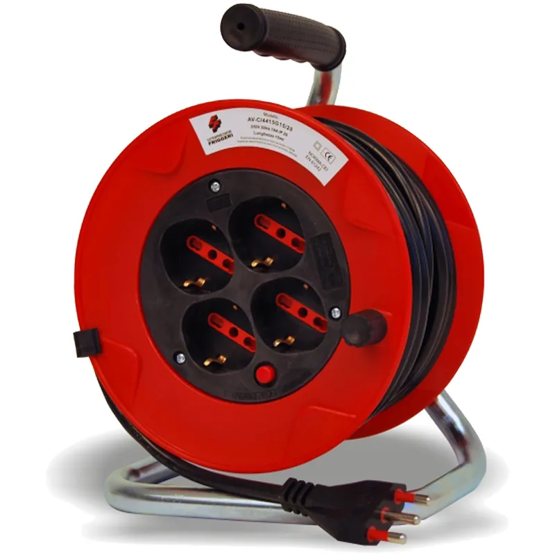 Compra Adesso Prolunga Avvolgibile 15 Metri ad Uso Civile FRIGGERI con 4 Prese 10/16A Schuko Protezione IP20 Disgiuntore Termico articolo AV-CI4415G15/20