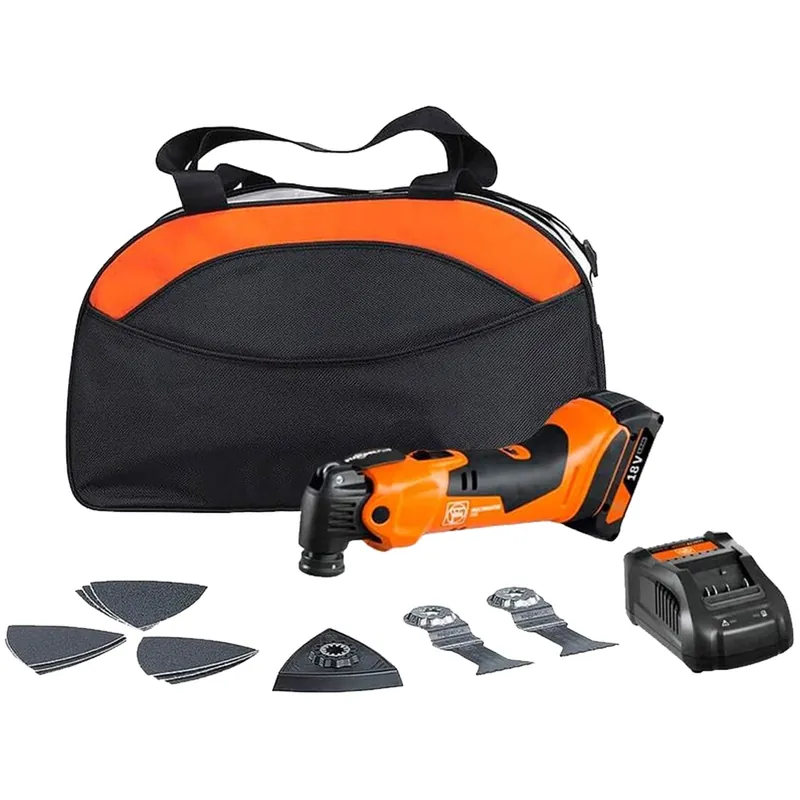 Utensile Oscillante Multifunzione a Batteria 18V FEIN Multitool con 18 Accessori, 1 Batteria 2.0Ah, Caricabatterie e Borsa modello MULTIMASTER AMM 500 AS 2 AH Occasione