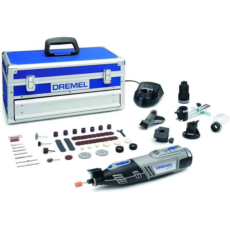 Mini Trapano Fresa Smerigliatrice a Batteria Multifunzione DREMEL Utensile Rotativo Set Kit 65 Accessori con 5 Complementi e Valigetta 8220 Professionale