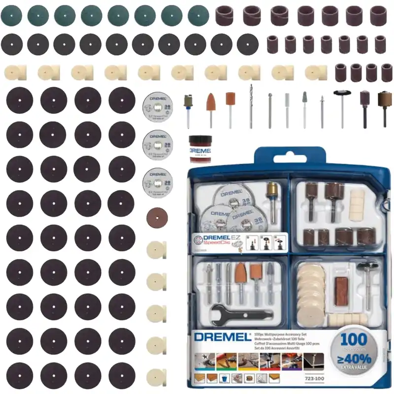 Serie 100 Accessori DREMEL Attacco EZ SpeedClic Mini Trapano Fresa Smerigliatrice Multiuso Set Kit articolo SC723 Offerta Del Giorno