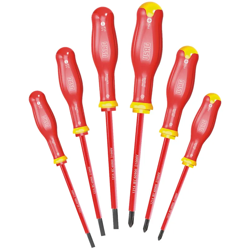 Economico Assortimento Serie 6 Giraviti Isolati 1000V USAG Cacciaviti Taglio Croce PH in Acciaio Set Kit 091 SH6