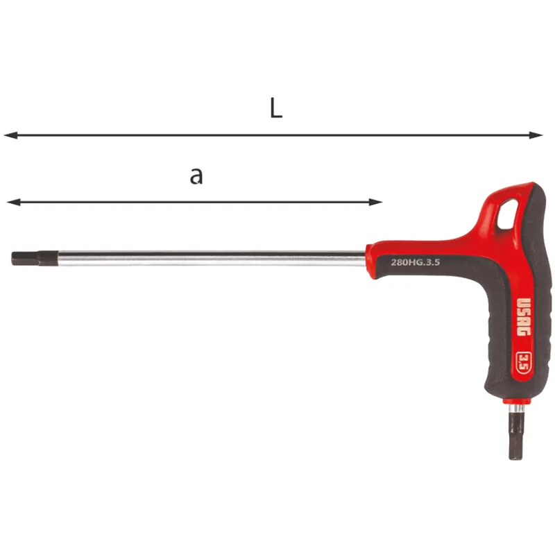 Solo Oggi Chiave Esagonale Maschio USAG Brugola con Impugnatura a T Soft Grip Serie 280 HG