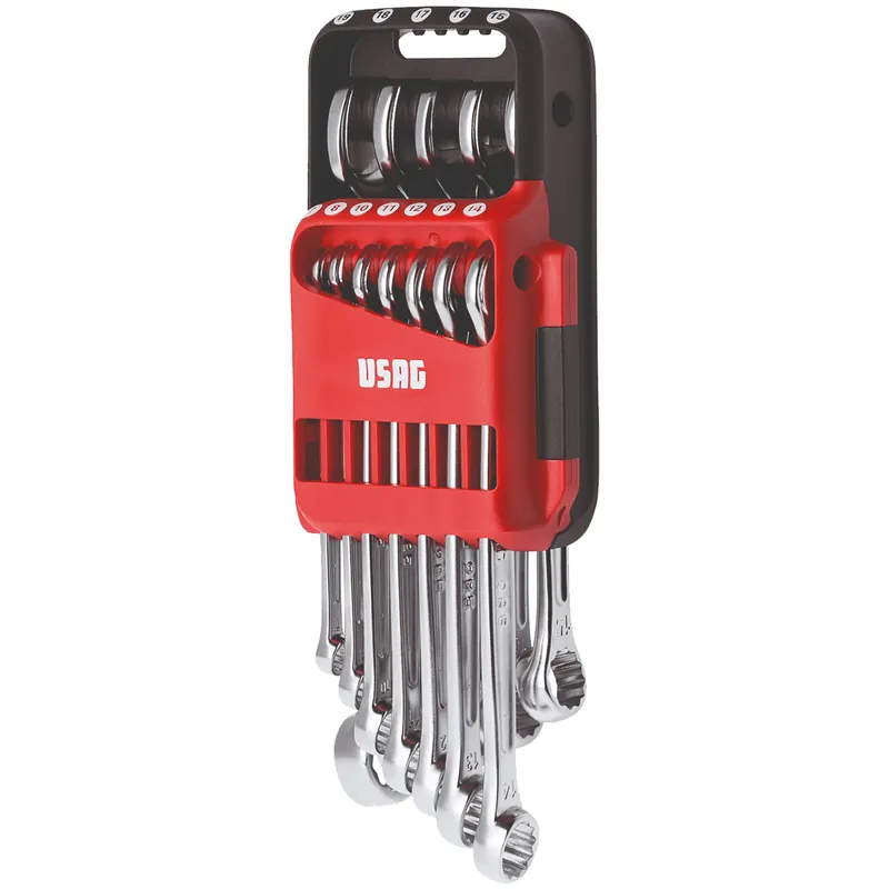 Affare Serie 12 Chiavi Combinate Fisse a Stella USAG dalla 7 alla 19 Forchetta 15° Acciaio Astuccio Set Kit 285 DS12