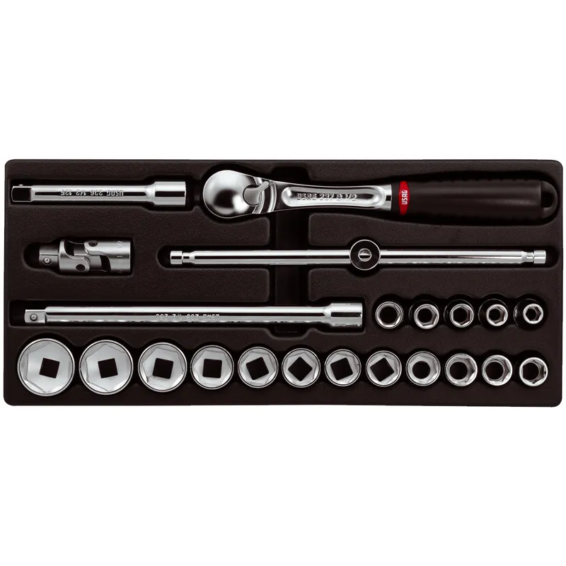 Assortimento 22 Chiavi a Bussola USAG Cricchetto Reversibile Prolunghe Leva a T Set Kit Officina 519/613CB Sconto
