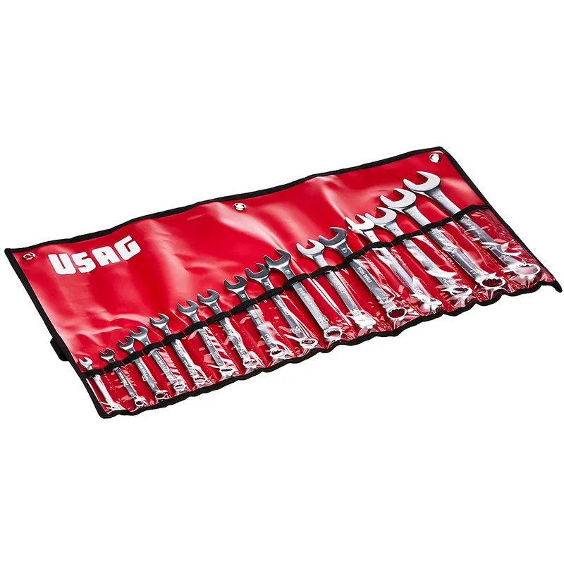Set 16 Chiavi Combinate Fisse a Stella USAG Forchetta e Poligonali con Borsa Arrotolabile Serie JUST 285 J/B16 Popolare