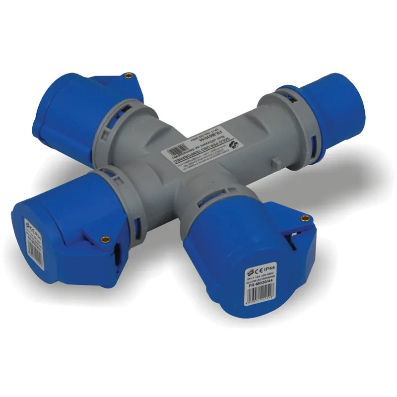 Adattatore Moltiplicatore Industriale a 3 Vie FRIGGERI Monofase 3 Prese CEE 2P+T 16A Antiurto Uso Temporaneo IP44 articolo FR-M030/44 Spedizione Espresso