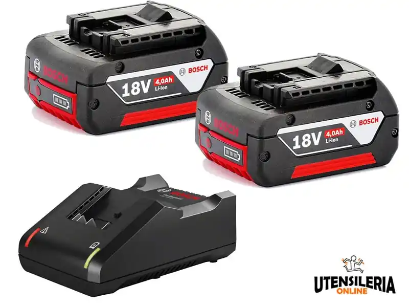 Esclusivo Set ricarica Bosch 2x batterie GBA 18V 4Ah + caricabatteria GAL 18V-40