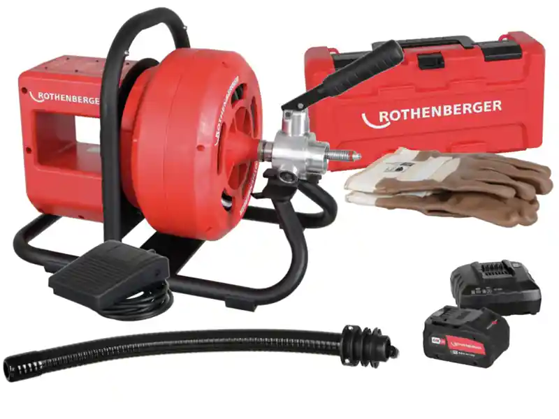 Soddisfatti O Rimborsati Rothenberger macchina disotturatrice Rodrum VarioClean batteria, caricabatteria e spirale 13mmx15mt