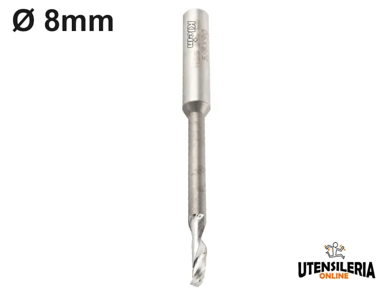 Fresa elicoidale allungata per alluminio Klein codolo Ø8mm Nuova Collezione