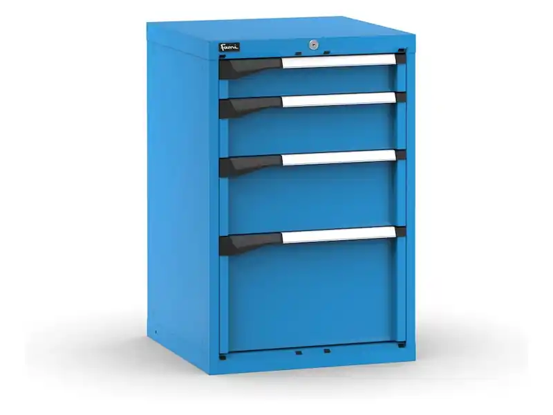 Cassettiera da banco Fami Master blu a 4 cassetti ad estrazione regolabile 561x573x850mm Occasione Imperdibile