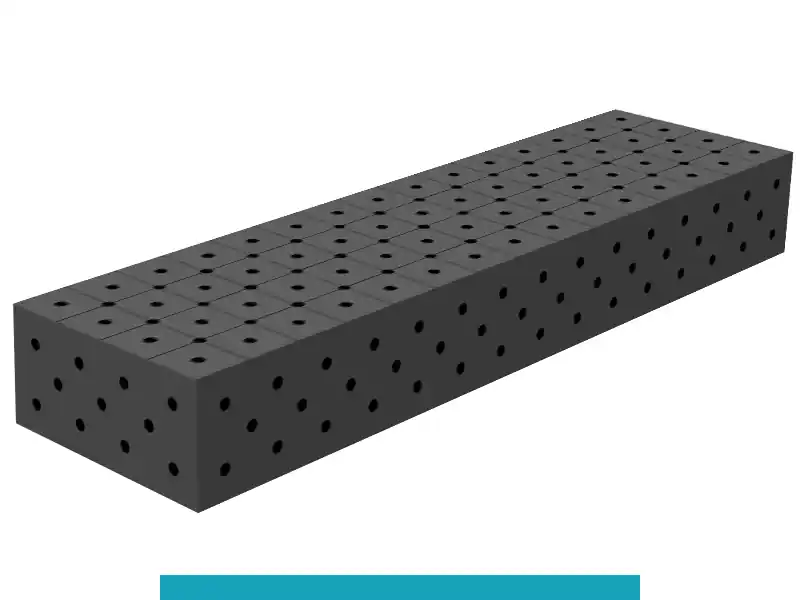 Consegna Rapida Blocco di collegamento 1500x400x200mm SteelEco GPPH, spessore 8mm, fori 16mm griglia diagonale