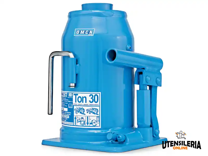 Spedizione Espresso Sollevatore idraulico a bottiglia OMCN 130, alzata 585mm portata 30000 Kg