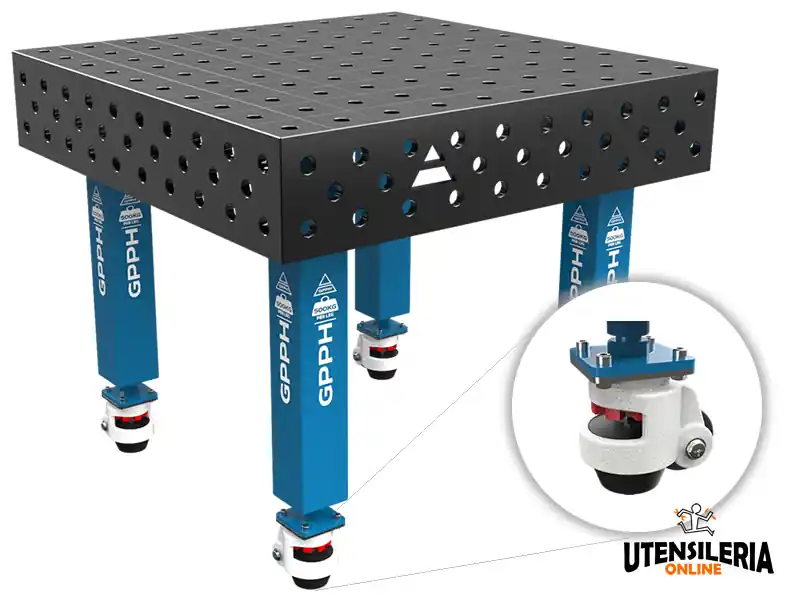 Prezzo Di Fabbrica Banco per saldatura con ruote SteelMax GPPH in acciaio rinforzato 1x1mt fori 28mm