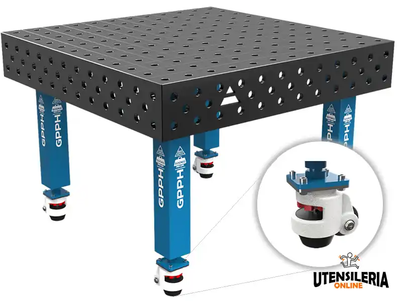 Acquista Ora Banco per saldatura con ruote SteelMax GPPH in acciaio rinforzato 1,2x1,2mt fori 28mm