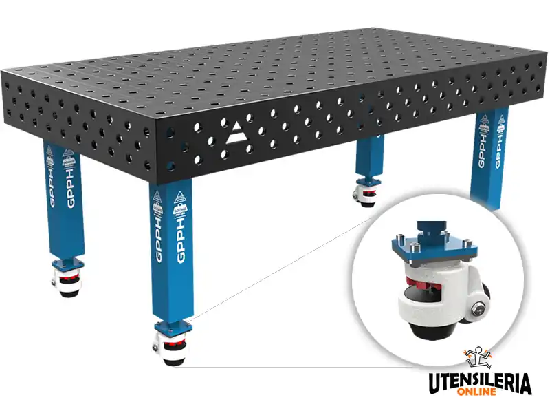 Must-Have Banco per saldatura con ruote SteelMax GPPH in acciaio rinforzato 2x1mt fori 28mm