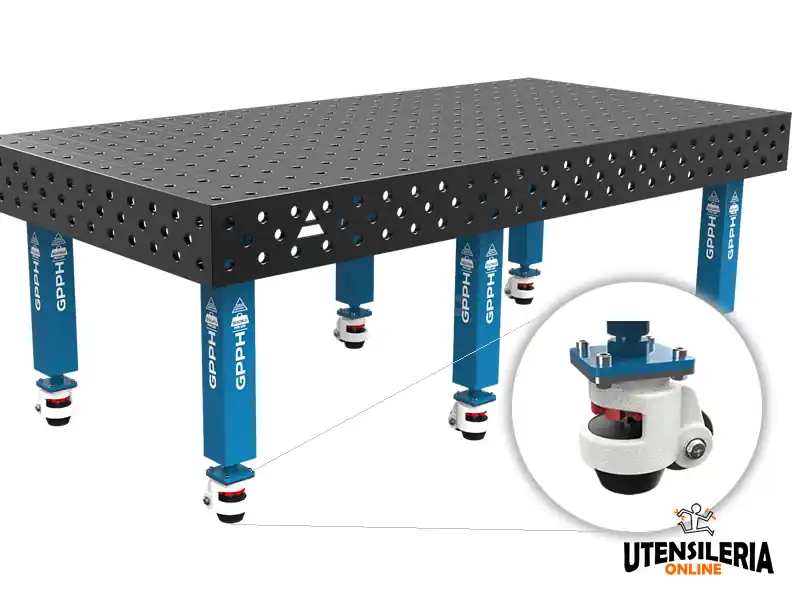 Banco per saldatura con ruote SteelMax GPPH in acciaio rinforzato 2,4x1,2mt fori 28mm Offerta Limitata