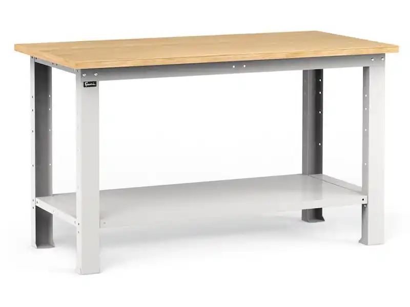 Banco da lavoro Fami Work 1500x750x882mm grigio con piano in legno Sconto