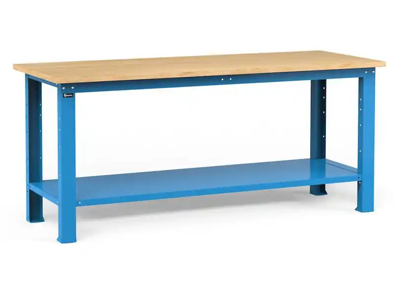 Occasione Banco da lavoro Fami Work 2000x750x882mm blu con piano in legno