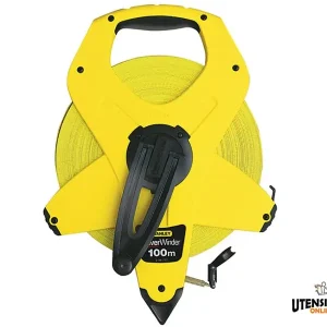 Rotella metrica Stanley 100 metri x 12,7mm con nastro in fibra di vetro e avvolgimento rapido Reso Gratuito