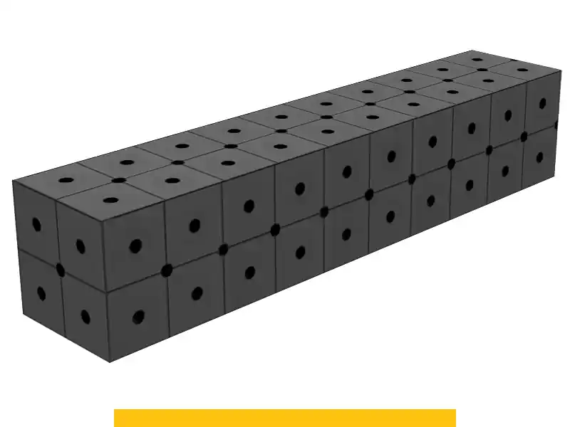 Ultima Occasione Blocco di collegamento 1000x200x200mm SteelPlus GPPH, spessore 12mm, fori 16mm griglia diagonale