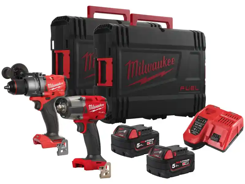 Novità Kit Milwaukee 18V Trapano FPD3 + Avvitatore ad impulsi FMTIW2F12 con 2 batterie e valigetta