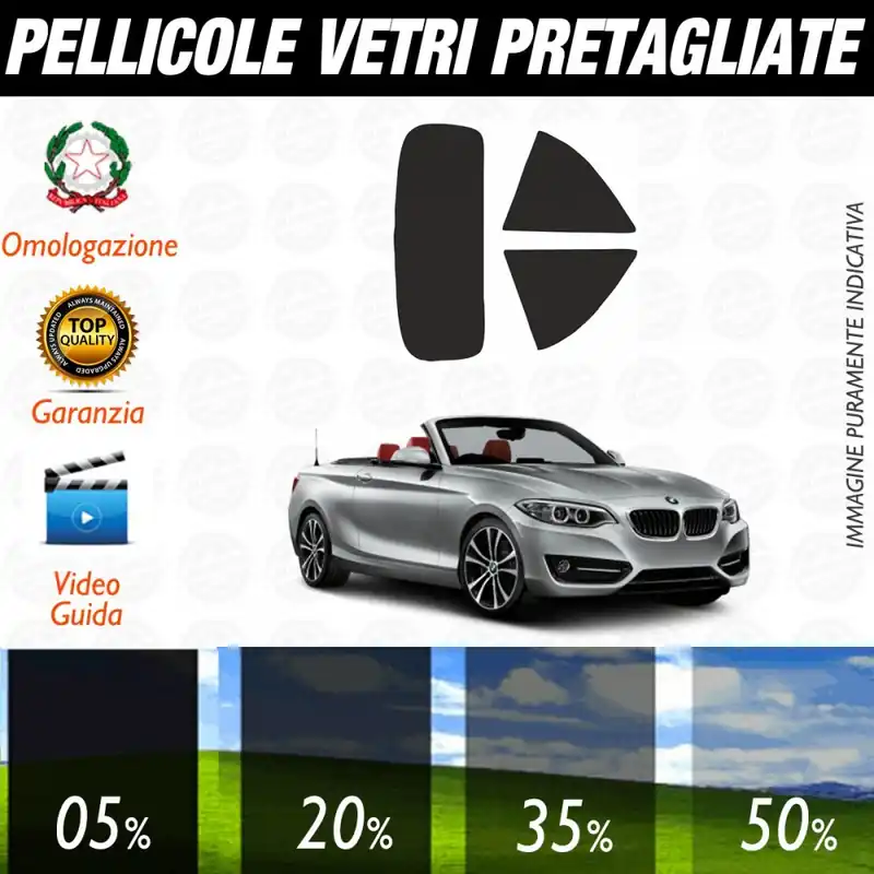 Bmw Serie 2 Cabrio dal 2015 ad OGGI Pellicole Oscuramento Vetri Auto Pre Tagliate a Misura Soddisfatti O Rimborsati