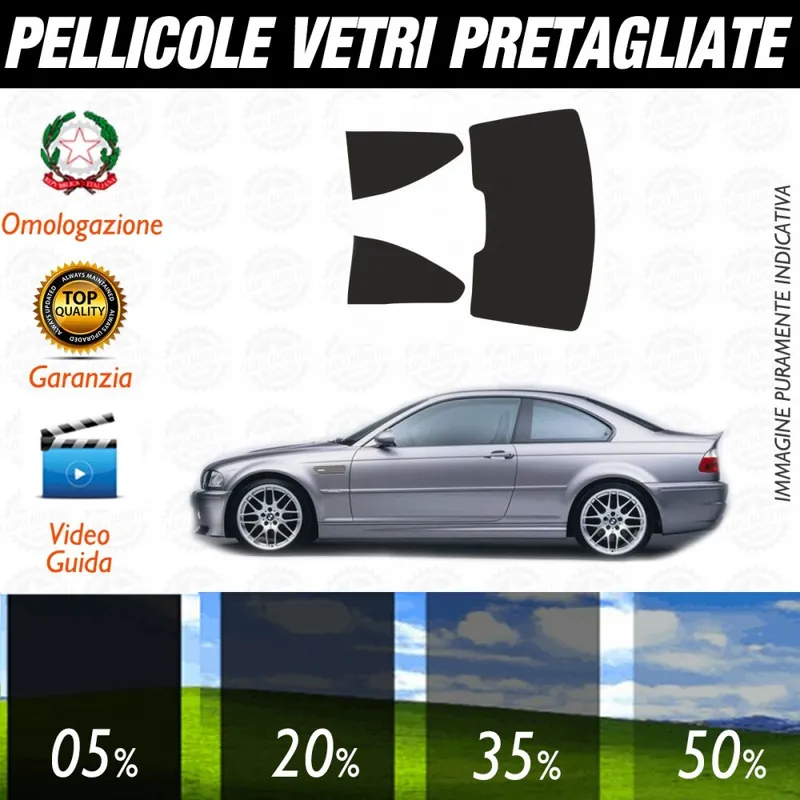 Bmw Serie 3 E46 Coupè dal 1999 al 2006 Pellicole Oscuramento Vetri Auto Pre Tagliate a Misura Consegna Rapida