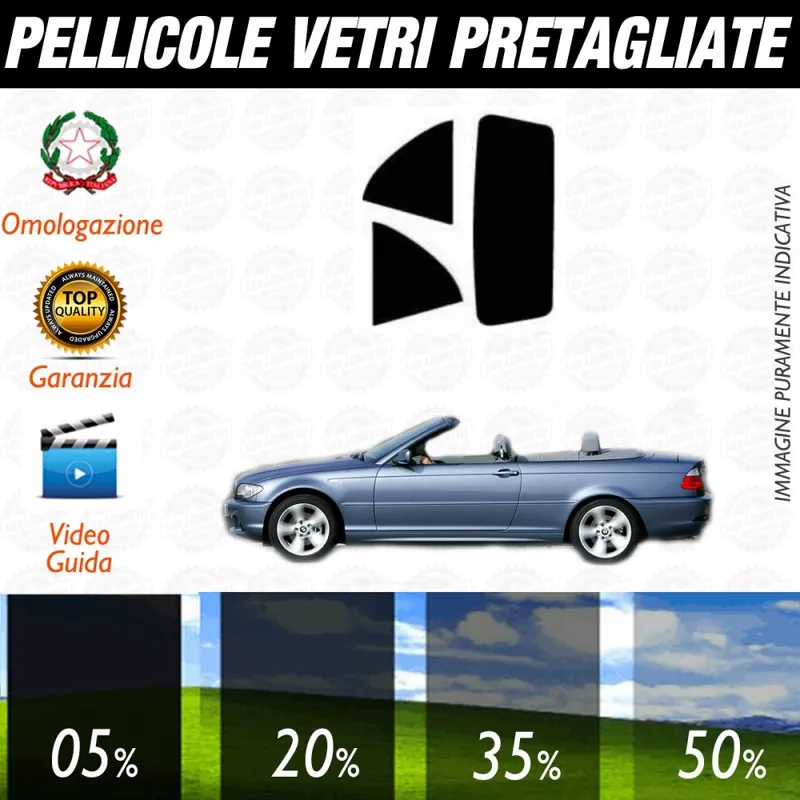 Professionale Bmw Serie 3 Cabrio dal 2001 al 2006 Pellicole Oscuramento Vetri Auto Pre Tagliate a Misura
