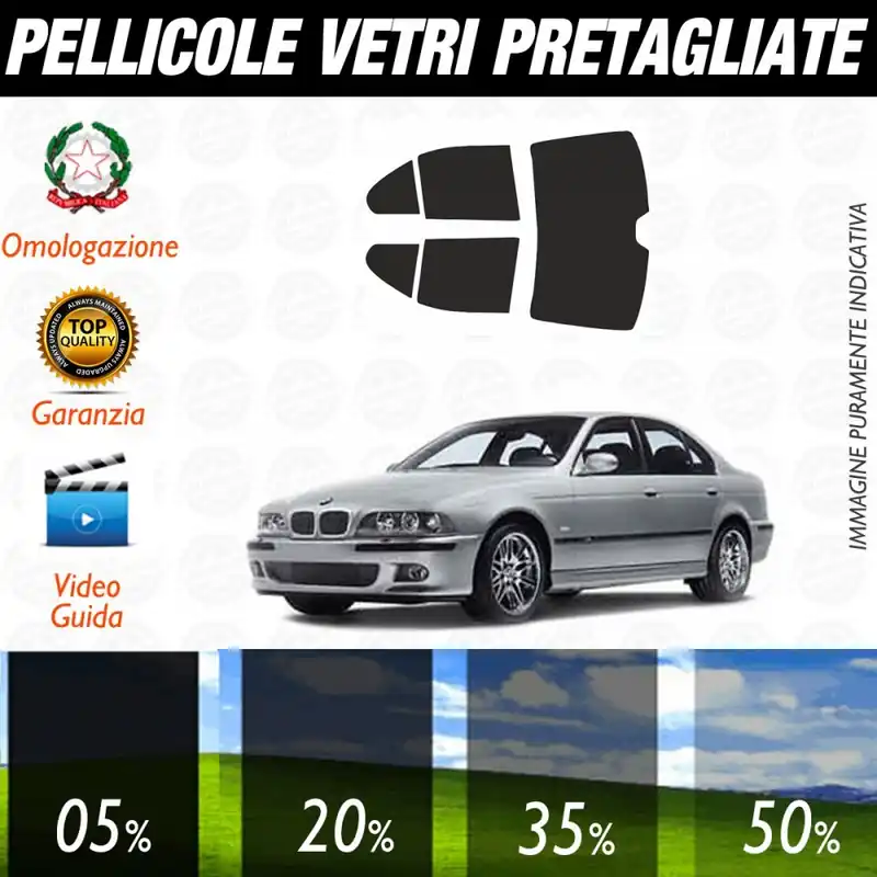 Bmw Serie 5 E39 Berlina dal 1996 al 2003 Pellicole Oscuramento Vetri Posteriori Auto Pre Tagliate a Misura Pagamento Sicuro