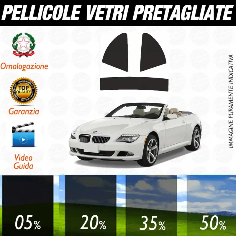 Bmw Serie 6 Cabrio dal 2004 aI 2011 Pellicole Oscuramento Vetri Posteriori Auto Pre Tagliate a Misura Novità