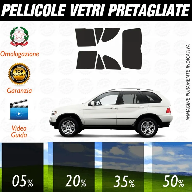 Bmw X5 E53 dal 1990 al 2006 Pellicole Oscuramento Vetri Posteriori Auto Pre Tagliate a Misura Consegna Rapida