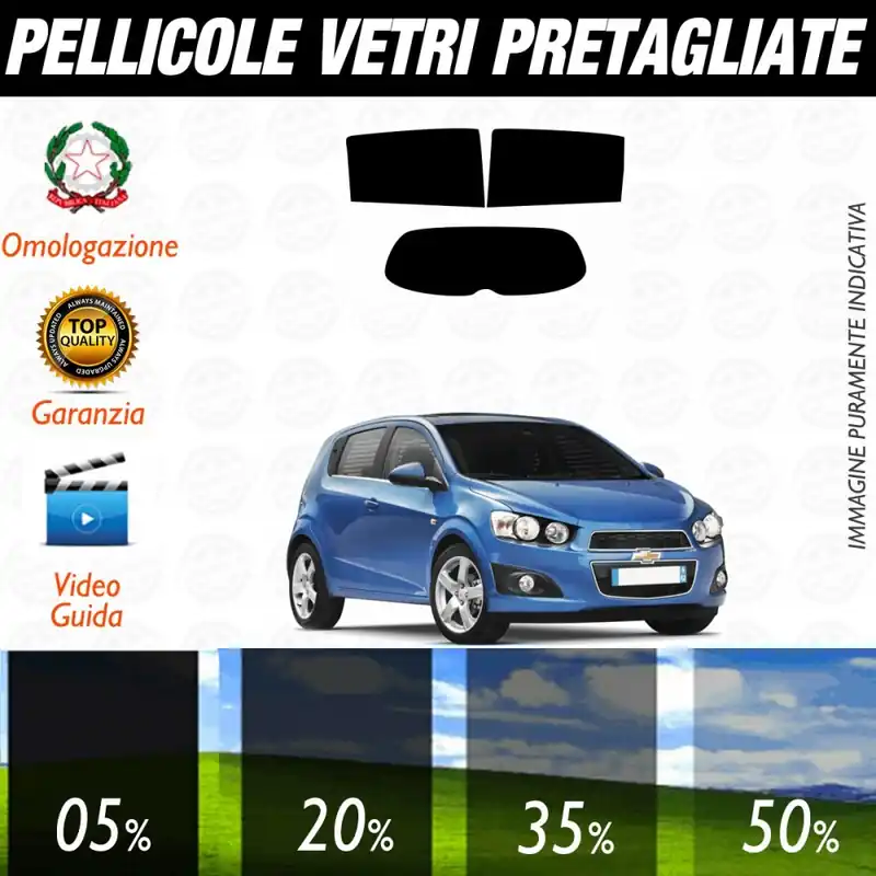 Ordina Subito Chevrolet Aveo 5P dal 2011 ad OGGI Pellicole Oscuramento Vetri Posteriori Auto Pre Tagliate a Misura