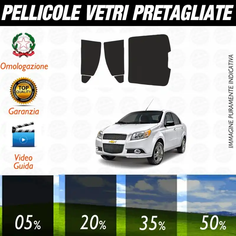 Chevrolet Aveo Berlina dal 2011 ad OGGI Pellicole Oscuramento Vetri Posteriori Auto Pre Tagliate a Misura Compra Online