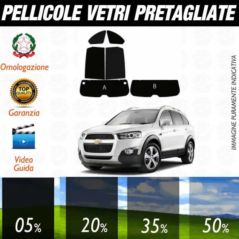 Ultima Occasione Chevrolet Captiva dal 2006 ad OGGI Pellicole Oscuramento Vetri Posteriori Auto Pre Tagliate a Misura