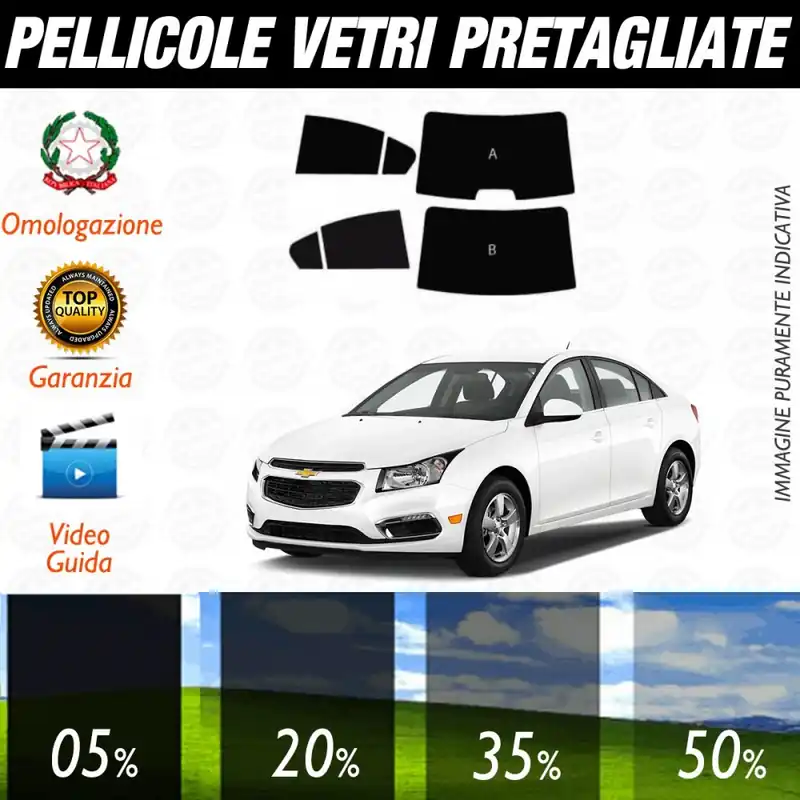 Pagamento Sicuro Chevrolet Cruze Berlina dal 2009 ad OGGI Pellicole Oscuramento Vetri Posteriori Auto Pre Tagliate a Misura